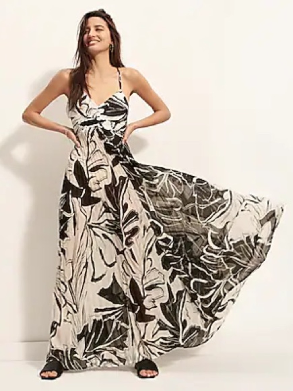 Express Black and White Floral Maxi Dress - Spaghetti Strap
